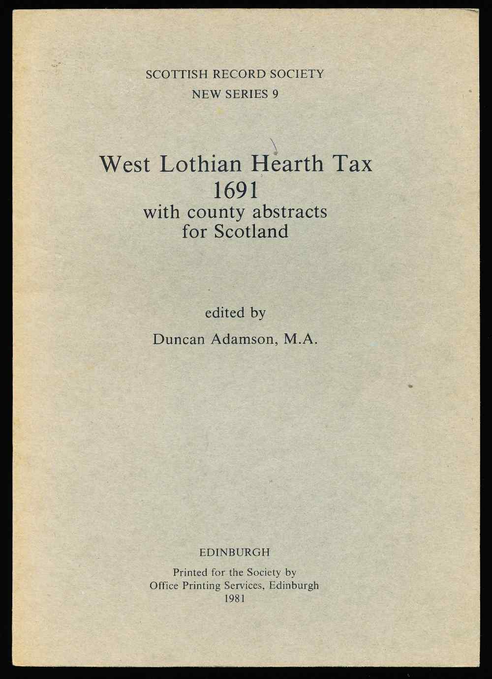 West Lothian hearth tax 1691, ...