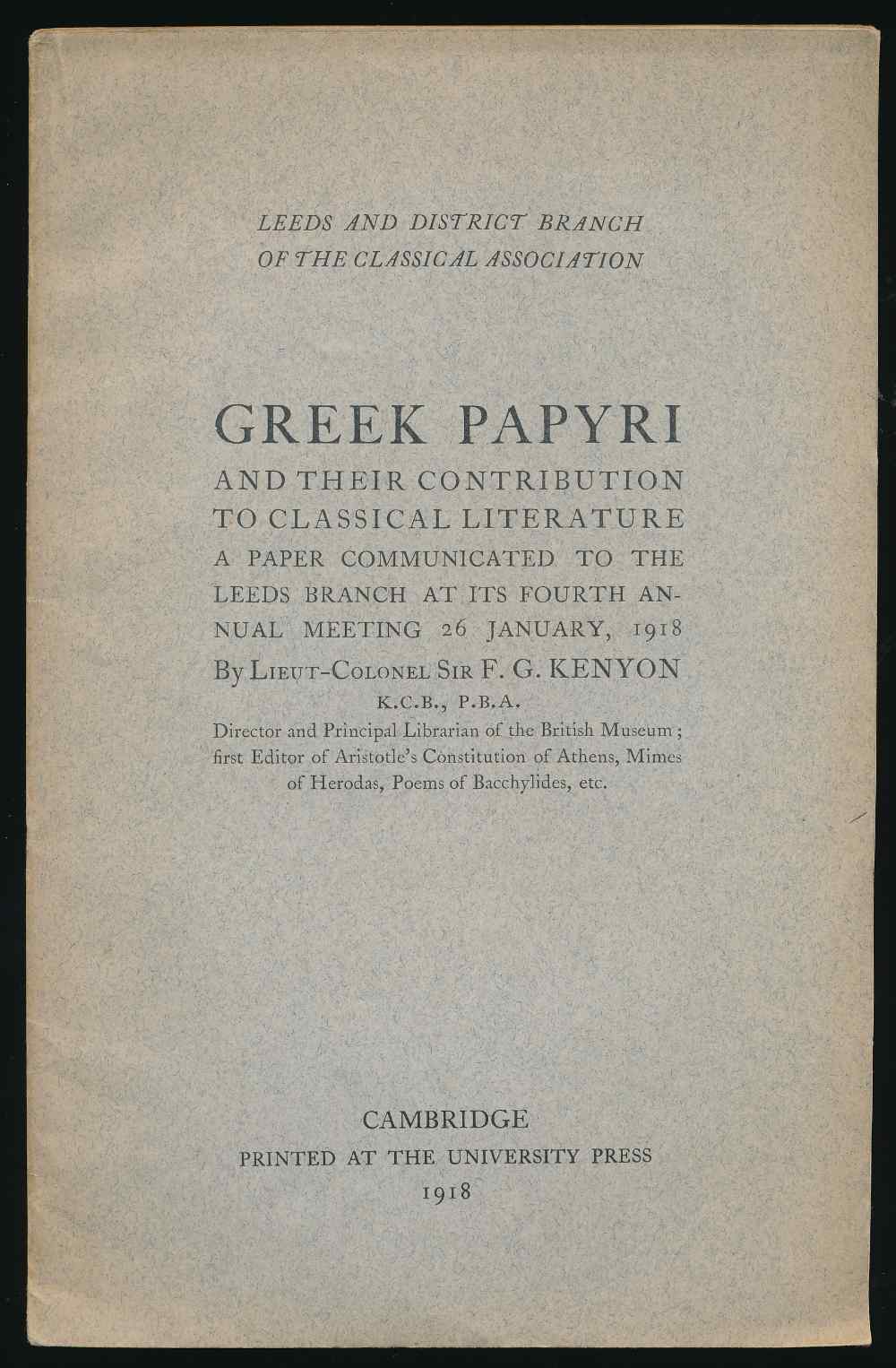 Greek papyri and their contrib...